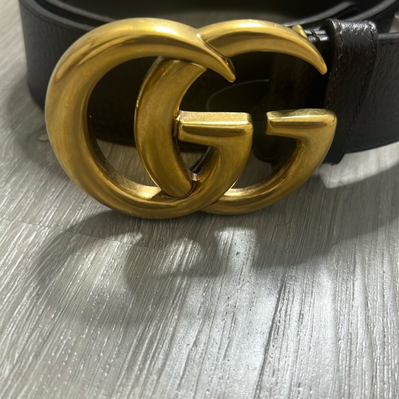Authentic Gucci Double G Logo Brown Leather Belt - Picture 3 of 7